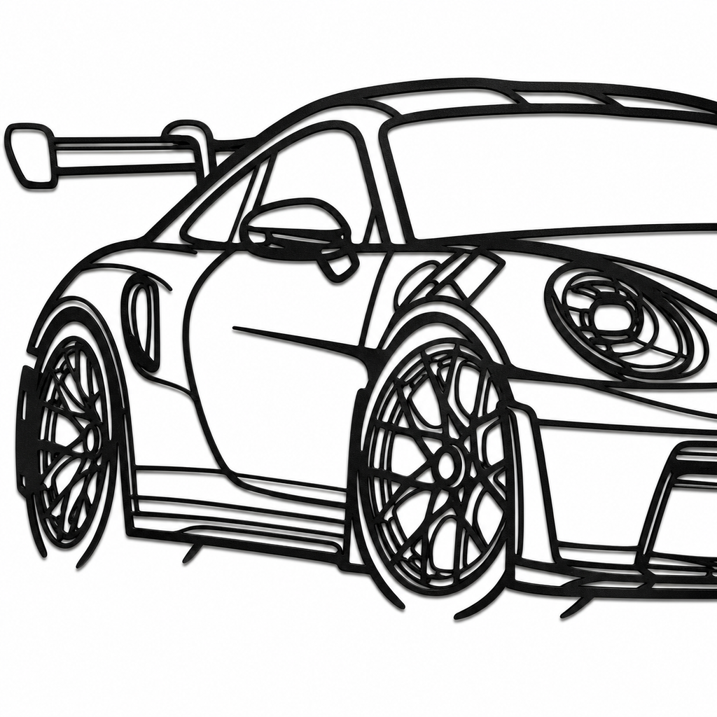 Sports Car Metal Outline Wall Art
