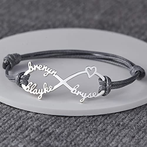 Mammaarmband med barnnamn, Infinity-armband med namn, Mammasmycken