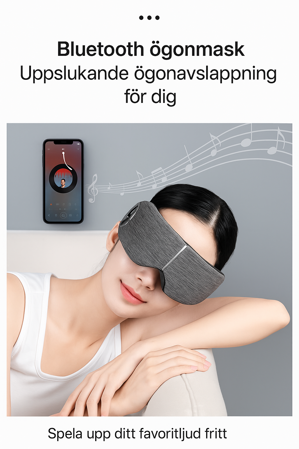 Ögonmassagemask med värme och vibration, fällbar design