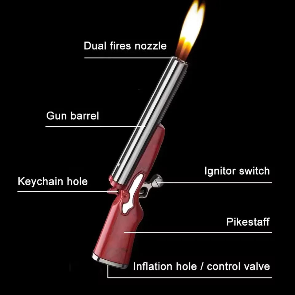 Metall Personlig Uppblåsbar Tändare Vindtät Jet Flame Pistol Utomhus Bärbar Tändare Cigaretttillbehör Herrpresent