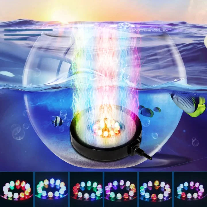 Färgglad bubbel-lampa för akvarium