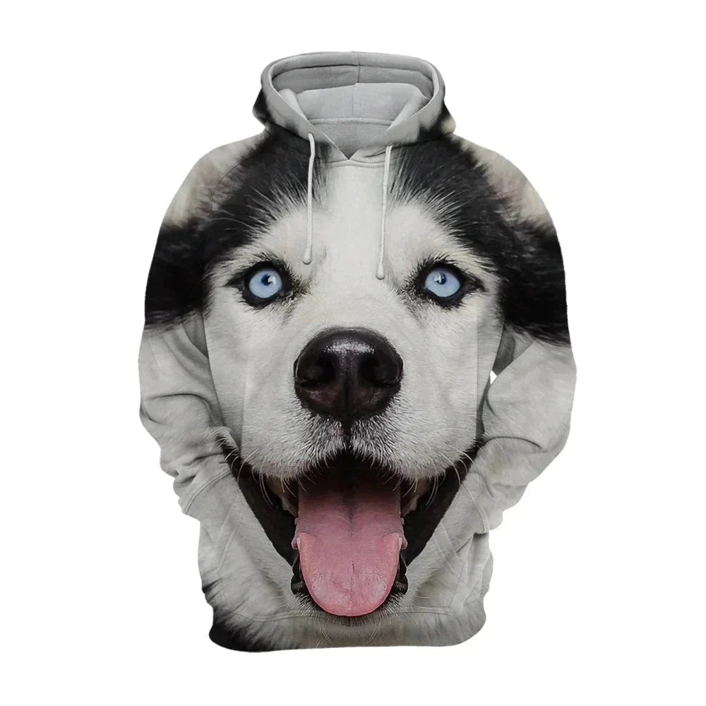 Huvtröja med hundtryck – 3D Hoodie för Hundälskare