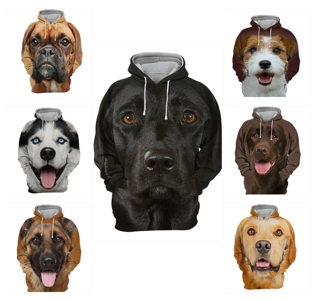 Huvtröja med hundtryck – 3D Hoodie för Hundälskare