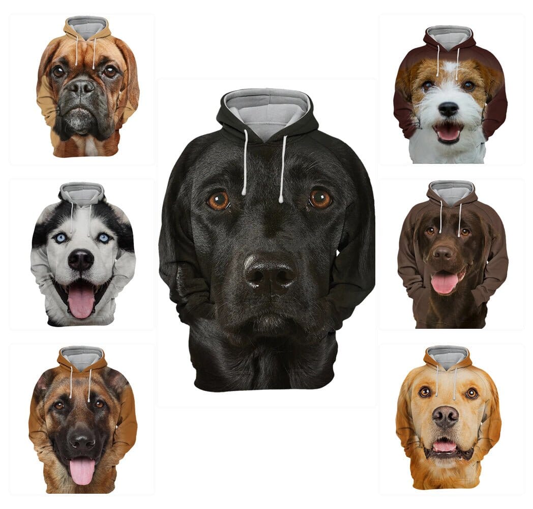 Huvtröja med hundtryck – 3D Hoodie för Hundälskare