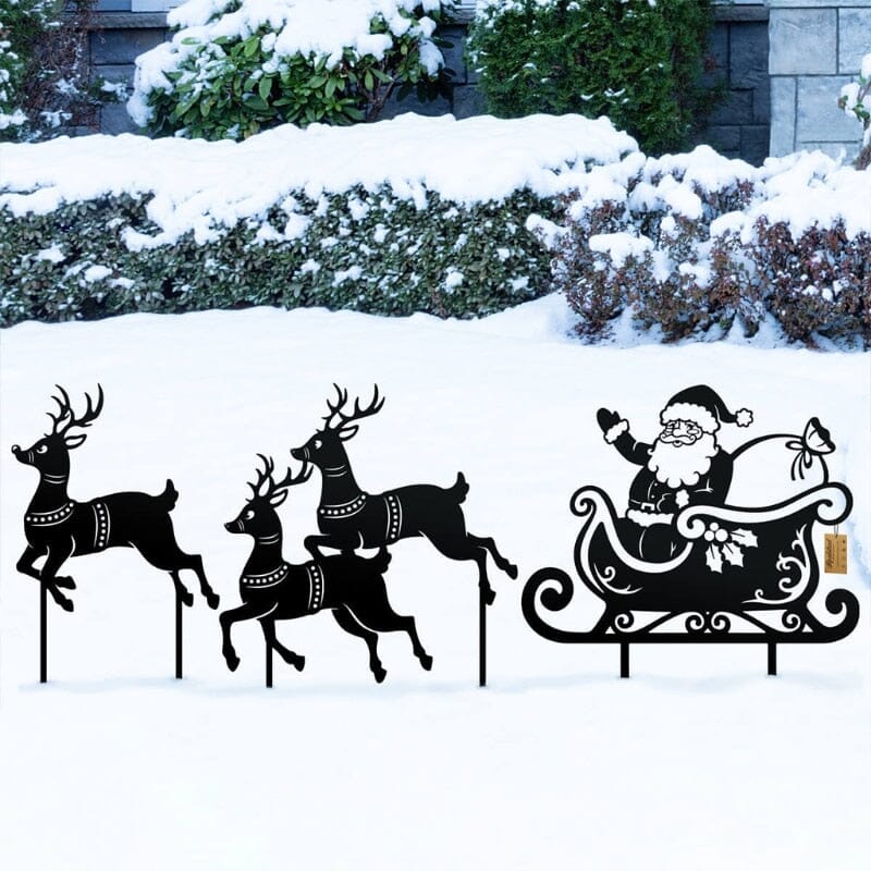 Jultomten med renar - Trädgårdsdekoration