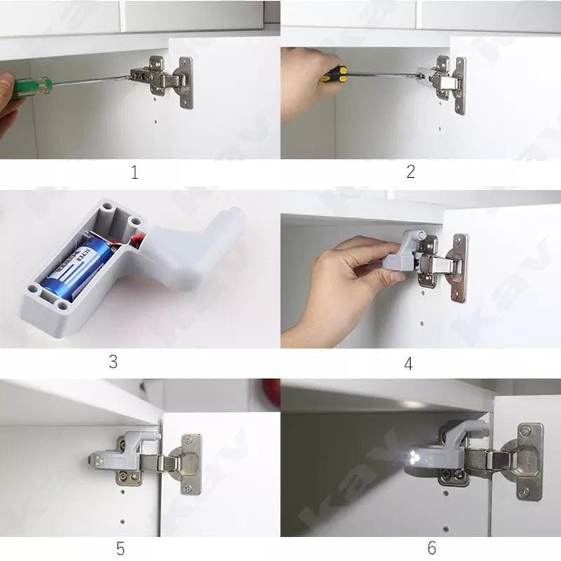 Smarta skåpsensor LED-lampor för gångjärn – 16-pack